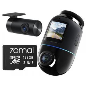 70mai Camera video auto Omni X800 Dash Cam + Camera spate RC14, 4K la 360⁰, Ecran IPS 1.4inch, Procesor Quad Core NT98530, Wi-Fi 6 + BLE, Control vocal + Card microSD 128GB (Negru)