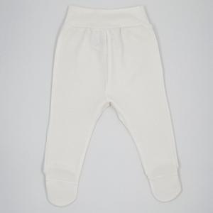 Liloo Pantaloni cu botosei pentru bebelusi sau nou-nascuti, din bumbac, de culoare alb lapte, 3-6 luni