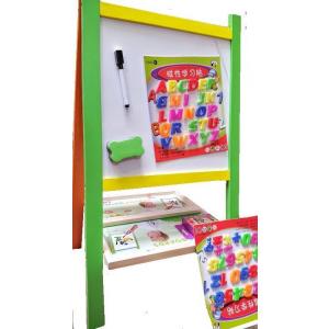Tablita multifunctionala realizata din lemn, litere magnetice, burete, marker si alte accesorii pentru copii, 66 x 37 x 5 cm