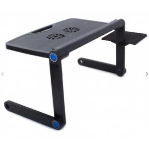 Techstar BF2020 Masa Pliabila pentru Laptop, Reglabila 360 grade, cu 2 Spatii de Aerisire, Suport Mouse, Negru