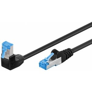 Goobay Cablu de retea cat 6A SFTP LSOH cu 1 unghi 90 grade 0.5m Negru G51556