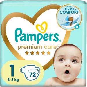 Pampers Scutece Premium Care marime 1, 2-5kg, 72 buc