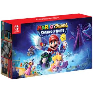 Nintendo Switch Red and Blue + Joc Mario and Rabbids Sparks of Hope
