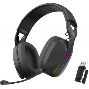 Marvo Casti Wireless HG9086W, Bluetooth 5.0, iluminare RGB, microfon omnidirectional (Negru)