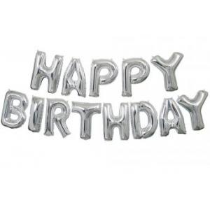 BALLOONS4PARTY Set folie Happy Birthday argintiu 40Cm