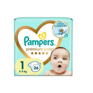 Pampers Scutece pentru copii Premium Care 2-5kg Marimea 1, 26 bucati