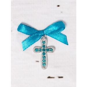 SelfEventS Cruciulite botez cu strassuri bleu si fundita turcoaz