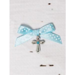 SelfEventS Cruciulite botez cu pietricica si fundita bleu cu buline