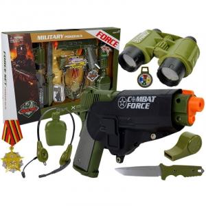 LeanToys Set de joaca pentru copii, pistol cu toc, binoclu si diverse accesorii de armata 7865