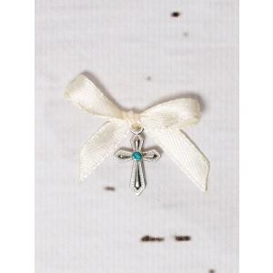 SelfEventS Cruciulite botez cu pietricica bleu si fundita ivory