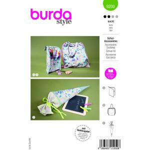 Burda Style Tipar de croitorie accesorii scolare pentru copii, penar, geanta si con 9200