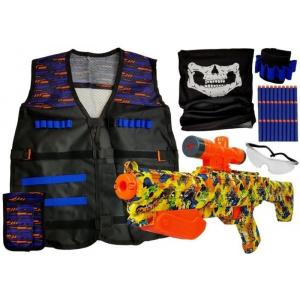 LeanToys Set de joaca pentru copii, pusca cu gloante de spuma si vesta cu accesorii 8464