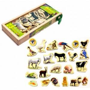 Quisiwei Set animale din lemn cu magneti 23 piese