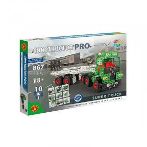Alexander Toys - Set de constructie Vehicul Super Truck , Constructor , 10 in 1, 867 piese metalice
