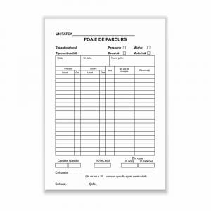  Foaie de parcurs autovehicule persoane/marfa, A5, tipar fata/verso, 100 file/carnet