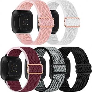  Set de 5 curele pentru Fitbit Versa 3/Fitbit Sense GrTrees, nailon/metal, multicolor, 11,4-24 cm