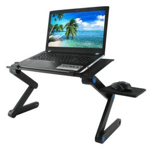 Palmonix Masuta tip Suport Portabil pentru Laptop si Mouse, Cooler incorporat, Picioare Pliabile si Unghi Reglabil, Culoare Negru