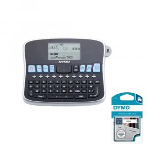 DYMO Aparat de etichetat LabelManager 360D QWERTY si 1 banda industriala poliester D1, 12mm x 5.5m, negru alb, S0879480, 16959
