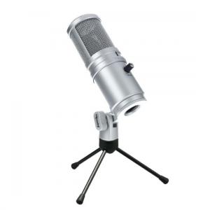 superlux Microfon Studio E205U cu Stativ de Masa Inclus, USB, 12000 Hz, Argintiu