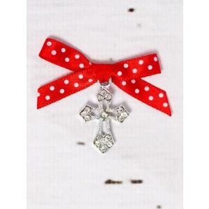 SelfEventS Cruciulite botez elegante cu fundita rosie cu buline