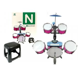 LeanToys Set de tobe muzicale de jucarie pentru copii, cu scaunel, microfon si mixer, roz 4835