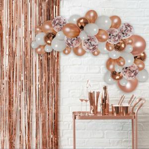 Set Arcada 70 Baloane cu Confetti Auriu si Alb