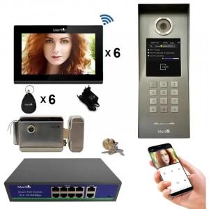 Mentor Kit Interfon Video bloc 6 apartamente wireless WiFi 4in1 IP65 Color 4.3 inch 2MP POE Tag SYKT040