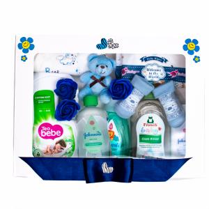 Set Cadou Bebelus Nou-Nascut, Bleu, Baby Boy, 10 piese