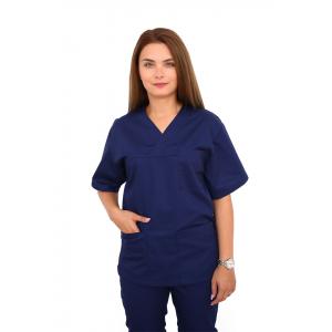Doctor in uniforma Halat medical bleumarin cu anchior in forma V si trei buzunare aplicate