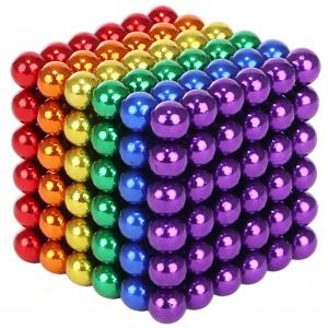 OEM Set 216 bile magnetice Rainbow Iso Trade, Diametru bila 5mm, Cutie metalica inclusa, Multicolor