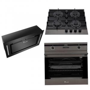 Tornado Cuptor Pachet Cuptor electric incorporabil Eclipse, Dark Inox + Plita incorporabila Eclipse, Dark Inox + Hota Incorporabila Modul Sensor 1200 (52), Negru