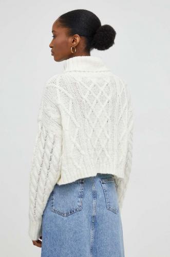 Answear Lab pulover de lana culoarea alb, light, cu guler