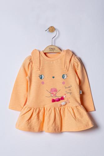 BabyJem Rochita sweets pentru fetite, tongs baby (culoare: somon, marime: 6-9 luni)