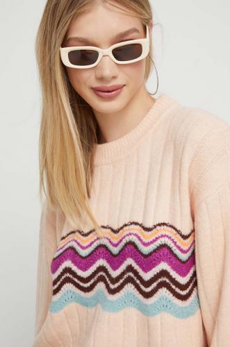 Roxy pulover femei, culoarea roz, călduros