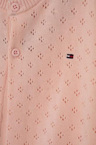 Tommy Hilfiger pulover din bumbac pentru bebeluși culoarea roz