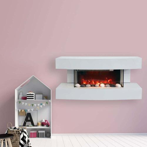 ElectricSun Semineu electric 3D Paula alb mic, cu sunet, 10 culori, Wi-Fi cu APP internet L81xH41x22cm