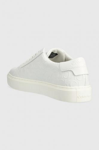 Calvin Klein sneakers din piele LOW TOP LACE UP MONO HF culoarea alb, HM0HM01068