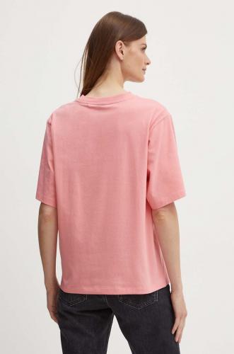 Boss Orange tricou din bumbac femei, culoarea roz, 50523256