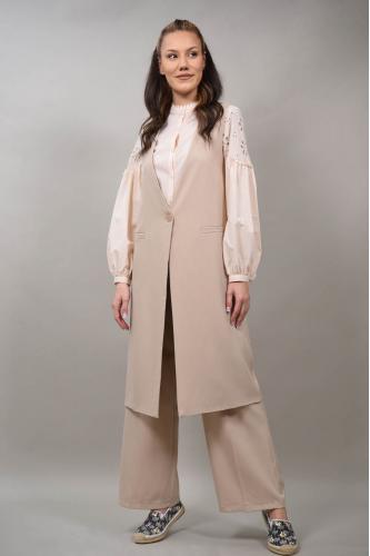 CHANGE OFF Vesta lunga in stil formal cu nasture in talie Alessandra