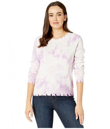 American Rose Imbracaminte Femei Lyla Long Sleeve Distressed Tie-Dye Sweater Lavender