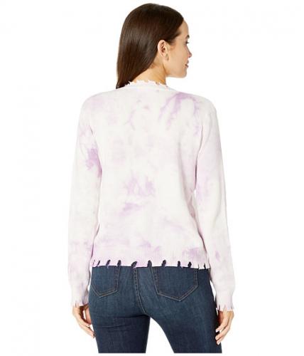 American Rose Imbracaminte Femei Lyla Long Sleeve Distressed Tie-Dye Sweater Lavender