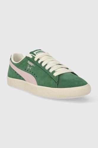 Puma sneakers din piele întoarsă Clyde OG culoarea verde 391962