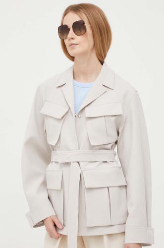 Calvin Klein geaca femei, culoarea gri, de tranzitie