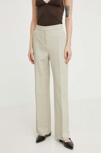 Lovechild pantaloni femei, culoarea bej, drept, high waist 24-2-511-2020