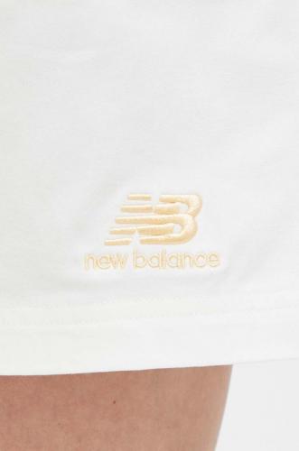 New Balance pantaloni scurti femei, culoarea alb, neted, high waist