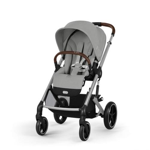 Cybex Carucior Gold Balios S Lux Stone Grey cu cadru argintiu si maner curbat