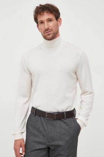 Boss pulover de lână bărbați, culoarea alb, light, cu guler 50468262