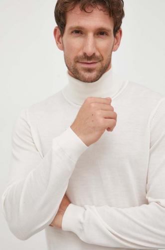 Boss pulover de lână bărbați, culoarea alb, light, cu guler 50468262