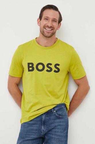 Boss tricou din bumbac culoarea verde, cu imprimeu 50495742