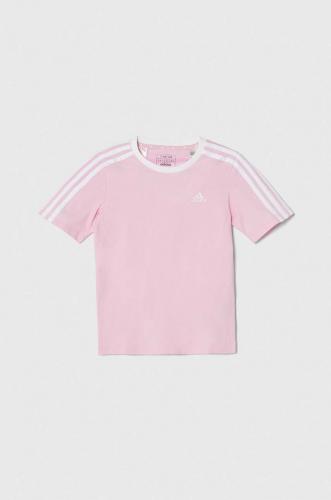 adidas tricou de bumbac pentru copii culoarea roz, neted